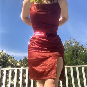 burgundy, suede Just Me bodycon dress
